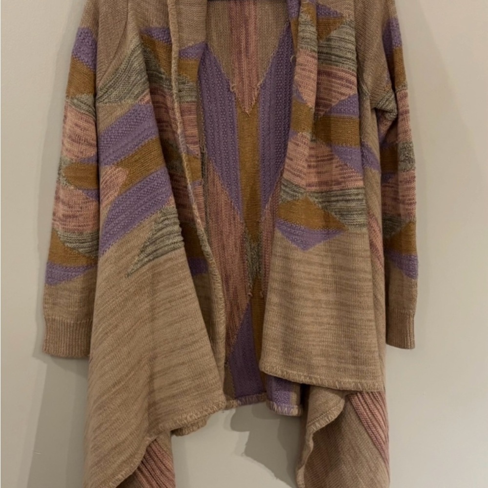 Vintage Ralph Lauren Cardigan Aztec Pastel print cotton Merino wool blend - Picture 3 of 13